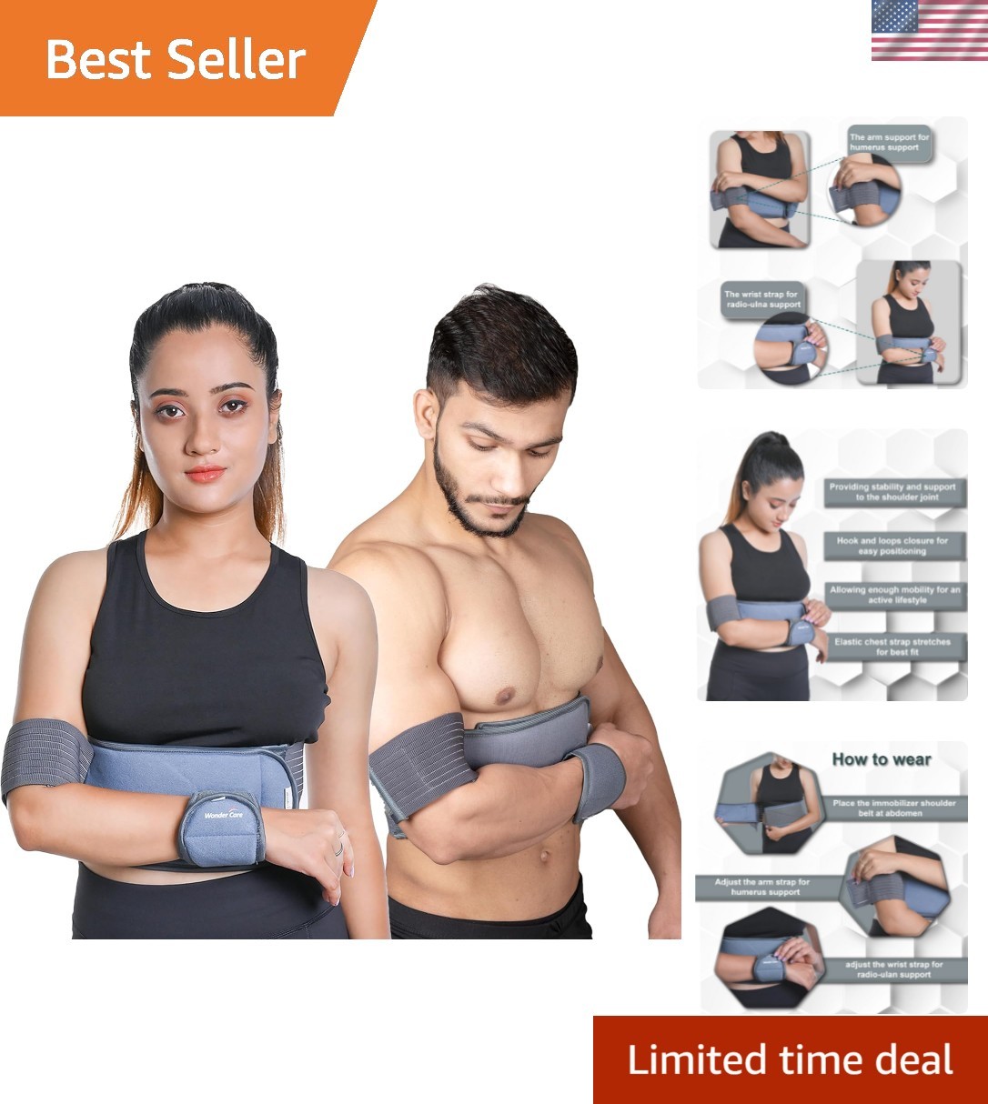 WC shoulder support brace arm slings shoulder immobilizer, youth shoulder bra...