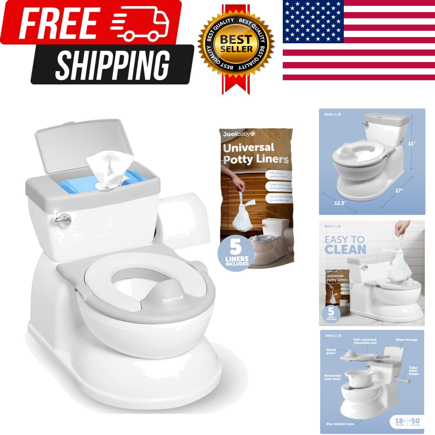 Real Feel 2-in-1 Potty with Wipes Storage, Flushing Sounds & Disposable Liner...