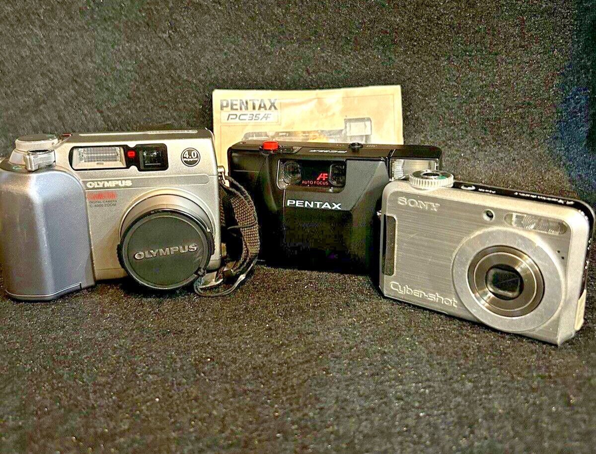 Camera Lot Digital And Film Sony, Pentax, Olympus Estate Find B6
