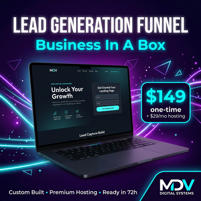 Lead Generation Funnel Website ⚡ Business In A Box ⚡ Custom Built + Hosting