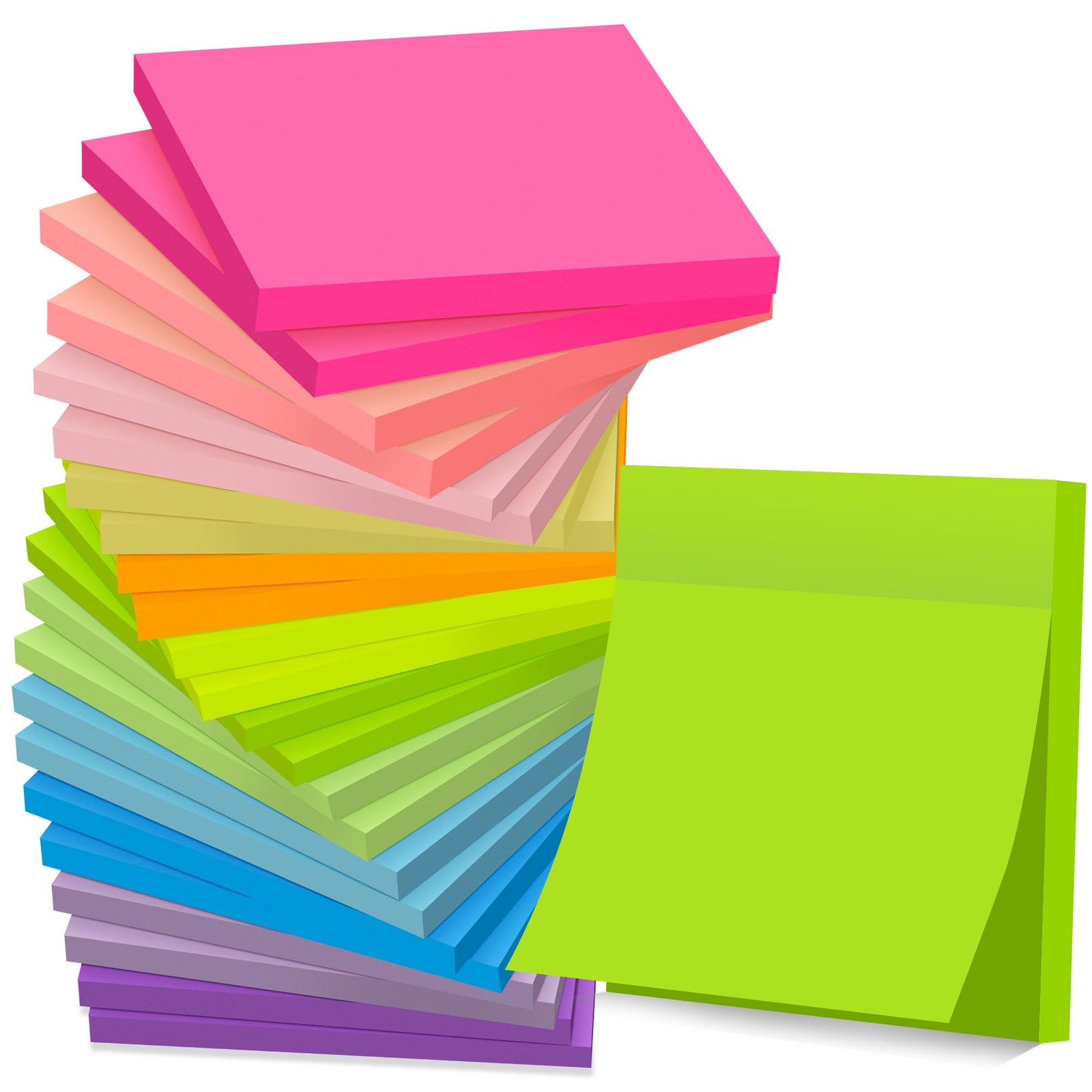 (24 Pads) Sticky Notes 3x3 in Post, 12 Bright Colors in, 
