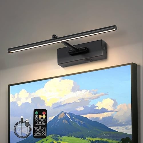 Battery Operated Picture Light with Wireless Remote 3CCT 16 inches Black