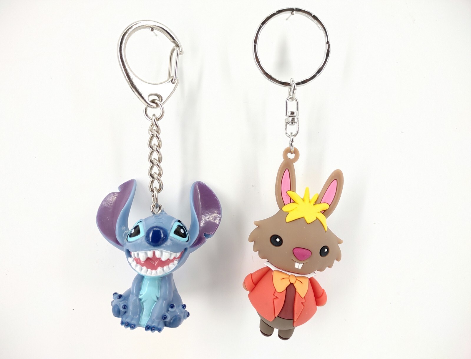 DISNEY 3D Bunny/ Stitch From Lilo & Stitch Keychain PVC Figure Lot of 2