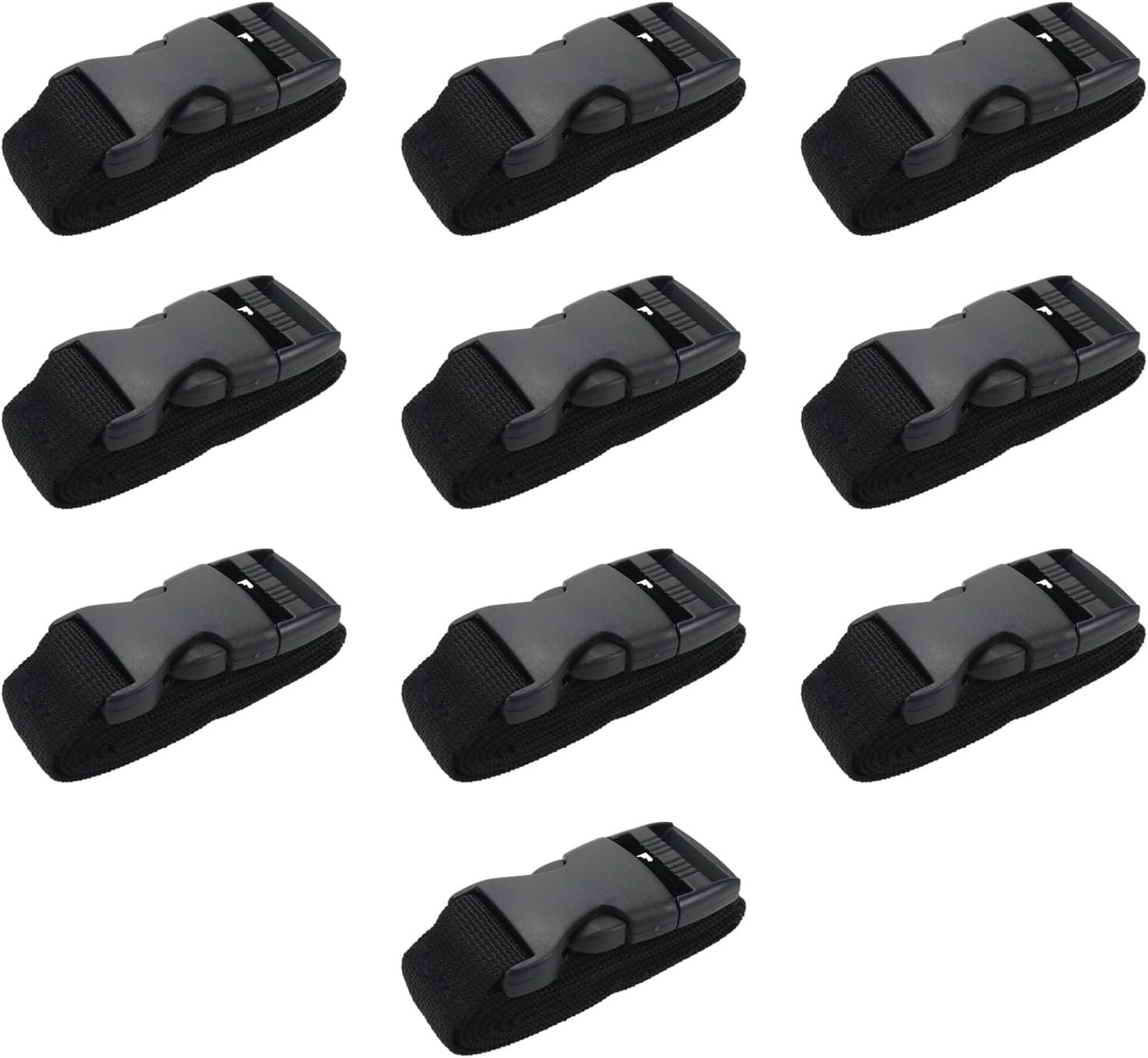 10Pcs Tie Down Straps Black Adjustable Nylon Strap with Buckles 1" x 47" (3.9ft)