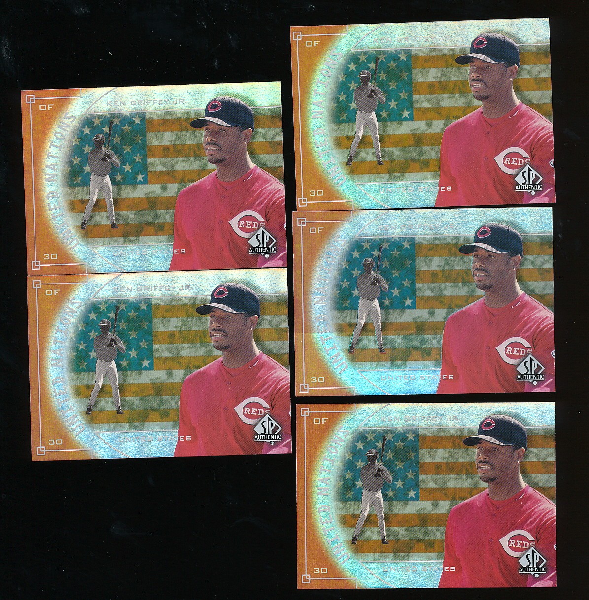 (5) 2000 SP Authentic United Nations Ken Griffey Jr #UN2 insert lot - L800