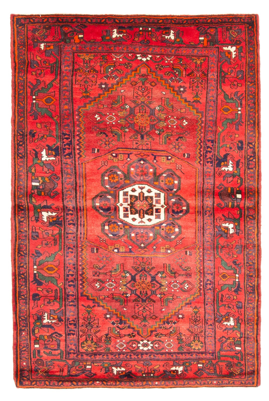 Vintage Hand-Knotted Area Rug 4'5" x 6'8" Traditional Oriental Wool Carpet