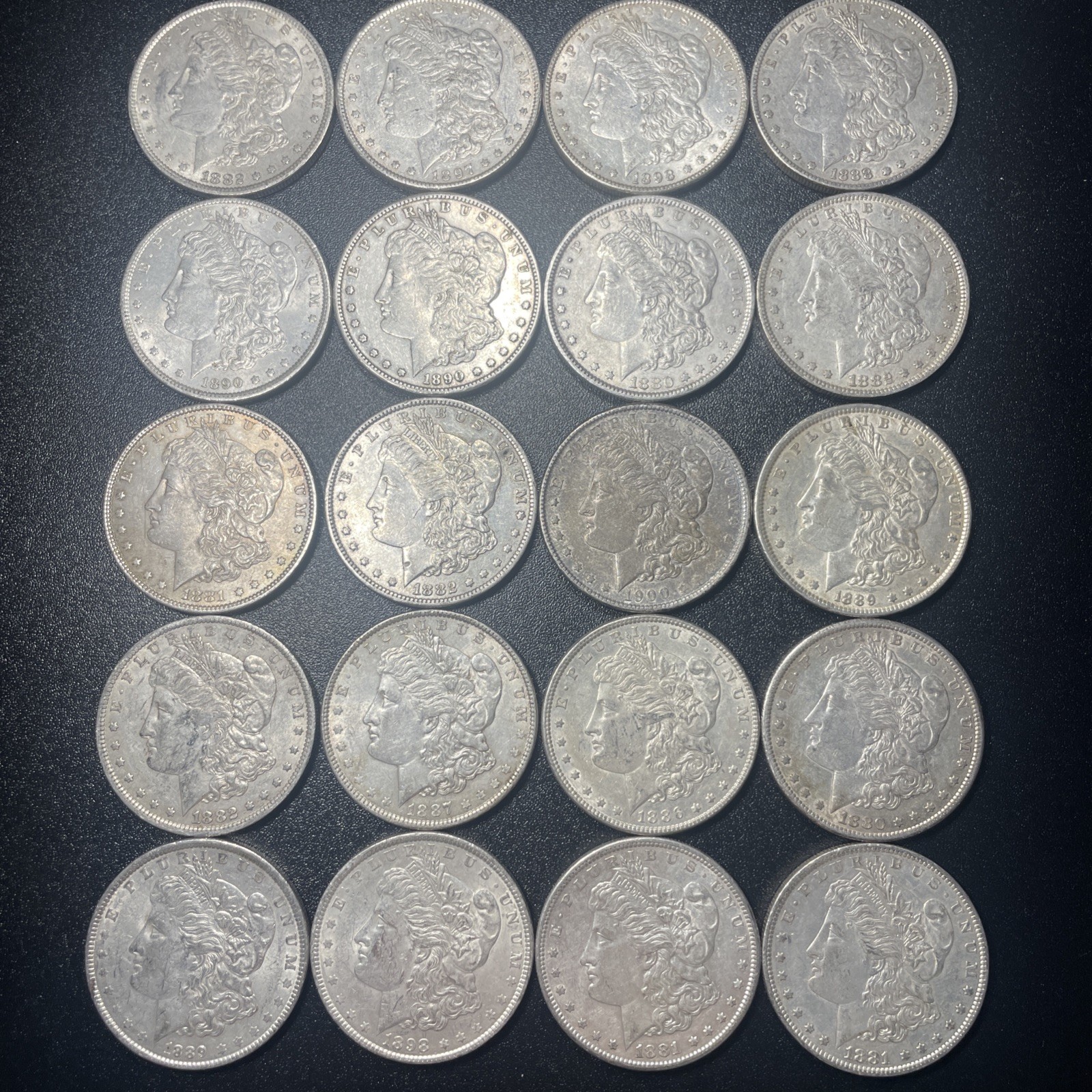 Roll of 20 coins US Morgan Silver Dollar XF+/AU Pre 1921 Mixed Dates & Mints
