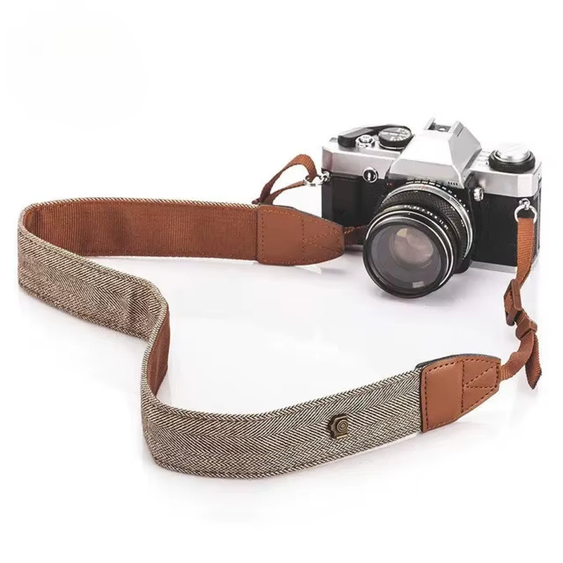 Portable Camera Strap Adjustable Cotton Leather Camera Shoulder Neck Strap Belt 