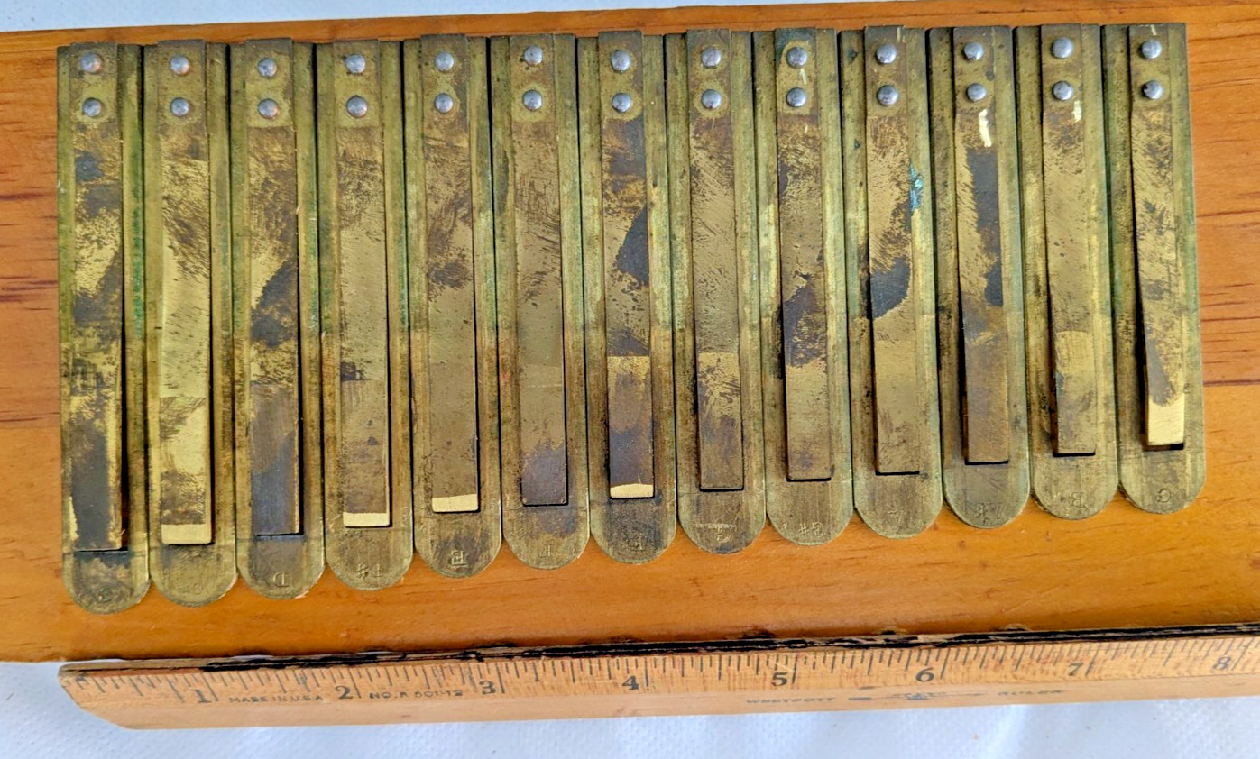 Rare Antique Master Set Of Deep Base Pump Organ Brass Reeds Lot XX15