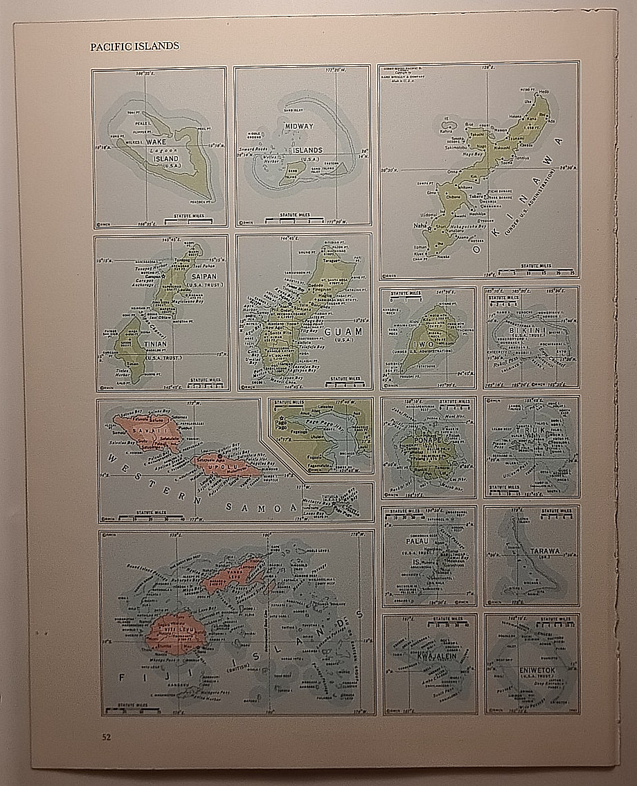 Vintage PACIFIC ISLANDS Atlas Map 1962 MSM Rand McNally Cosmopolitan World Atlas