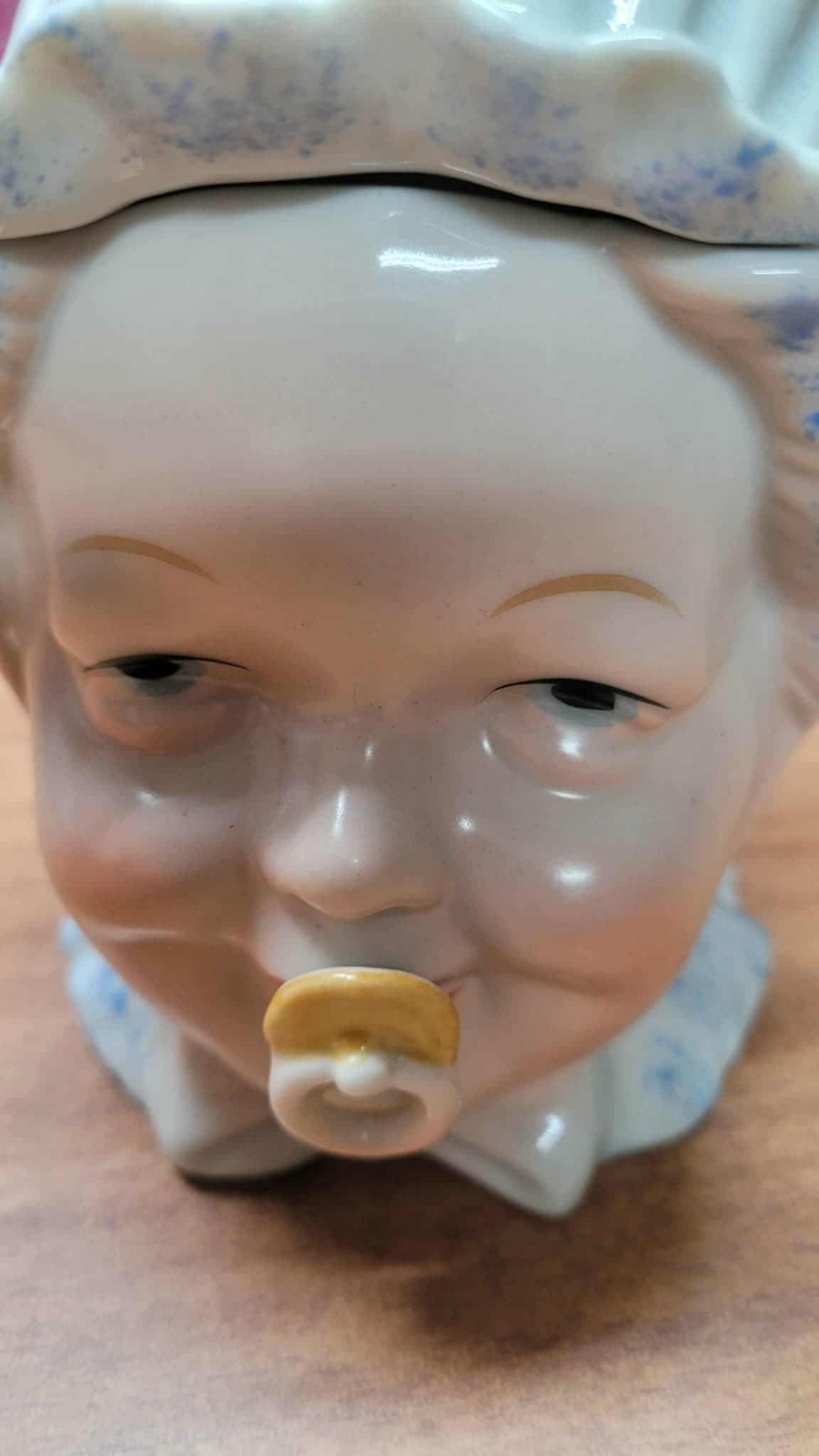 Antique Early 20th Century Porcelian German Baby Boy Head Cookie Jar