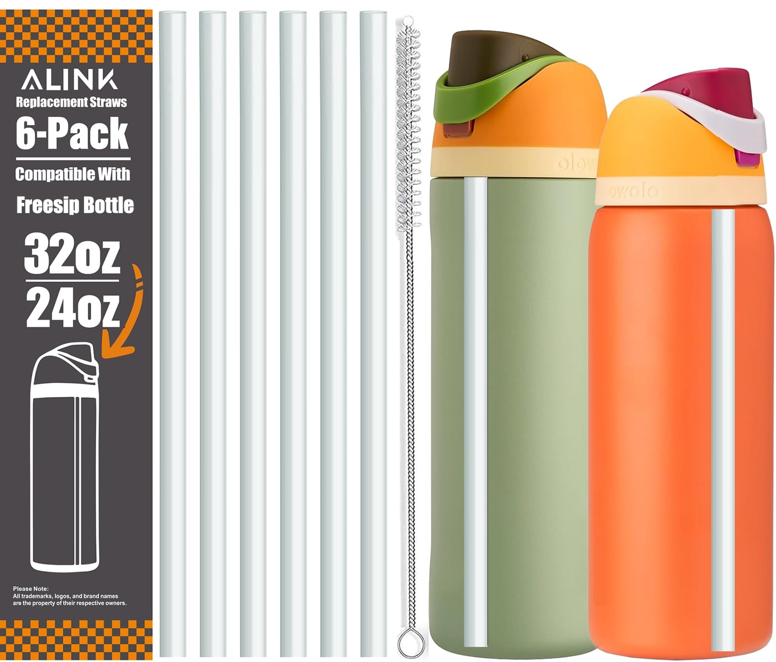 ALINK Clear Replacement Straws for Owala FreeSip 32 oz 24 32 OZ/ 24 OZ, 