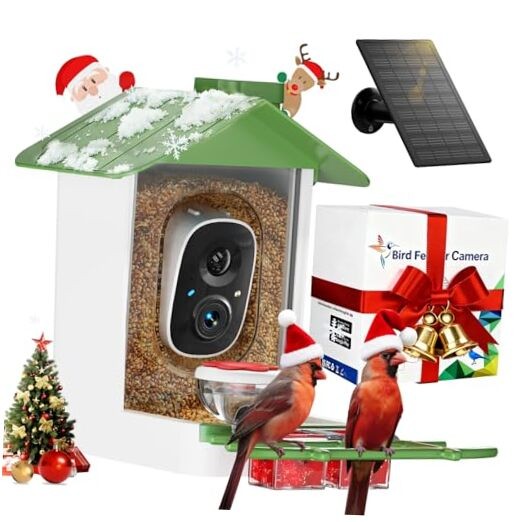 Bird Feeder with Camera 2K HD AI Smart Identify BirdSpecies Solar Panel Green