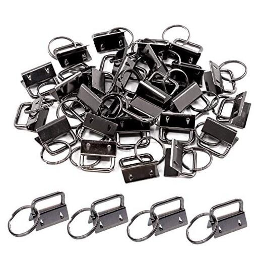 Swpeet 45Pcs Gun-Black 1 Inch Key Fob Hardware with Key Rings Sets, Gun-black
