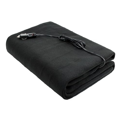  12V Heated Car Blanket, Electric Throw for Cars Trucks SUVs, Fast Black