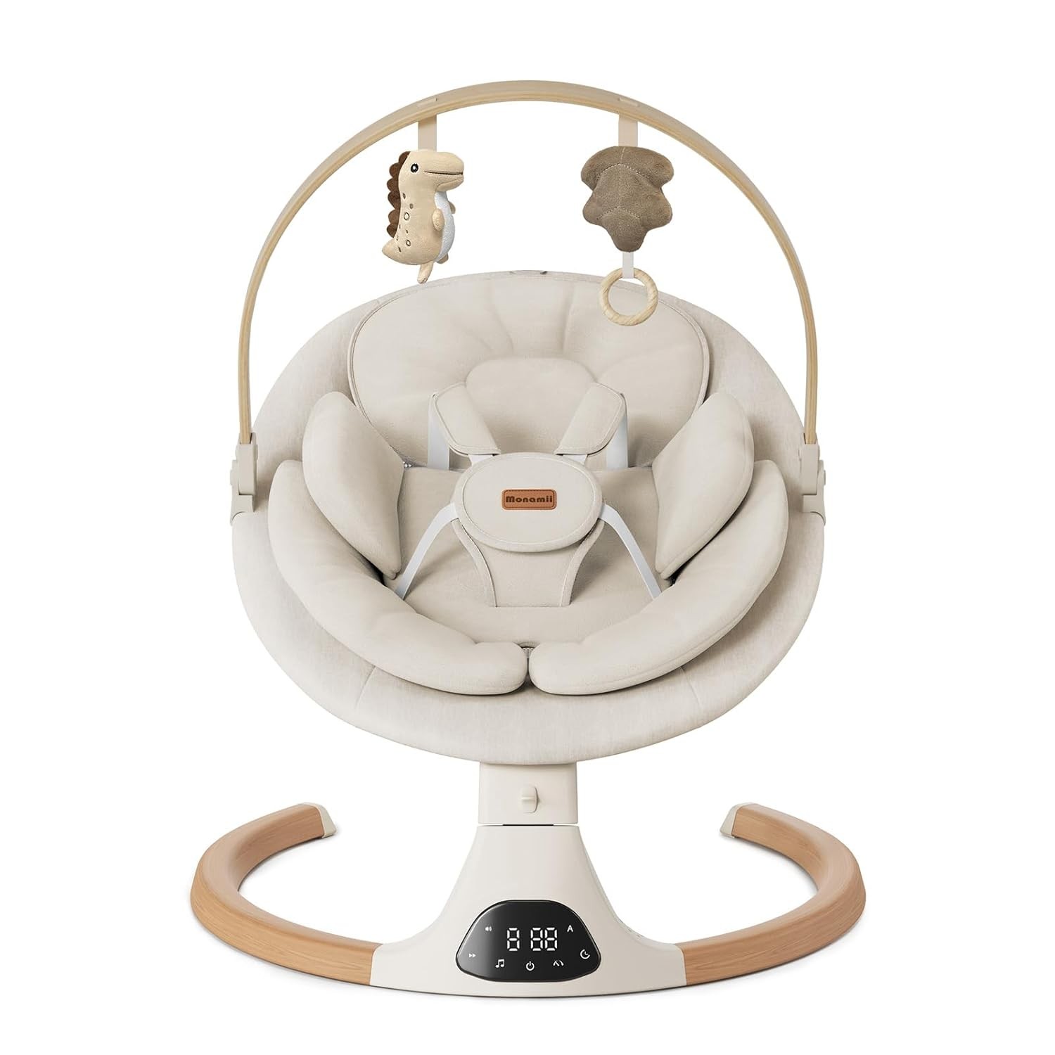 Monamii Electric Baby Swing - 5 Speeds - 10 Lullabies - Beige 