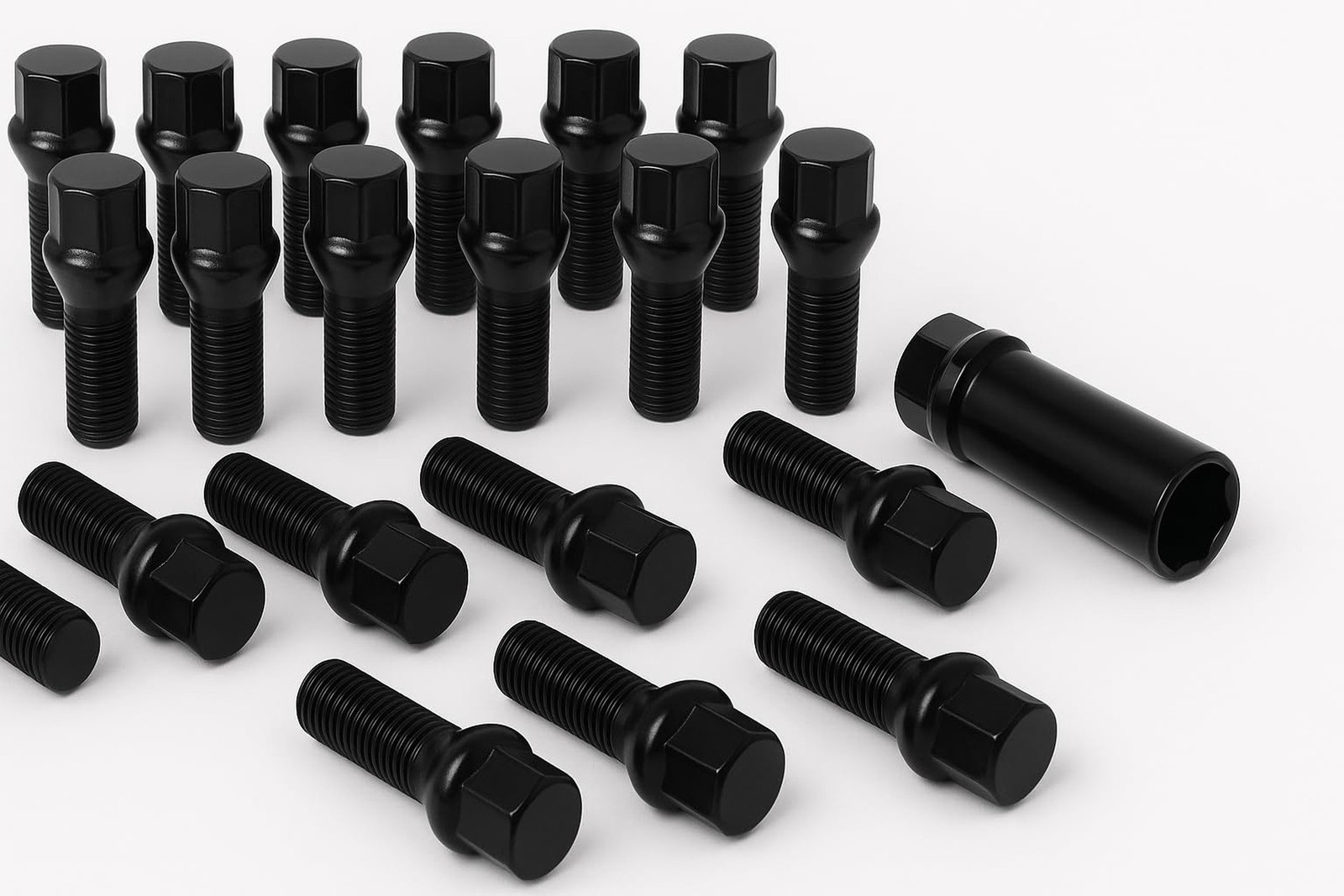 20 Pc 12x1.5 Black Spline Tuner Lug Bolts 40MM Shank for Aftermarket Wheels t...