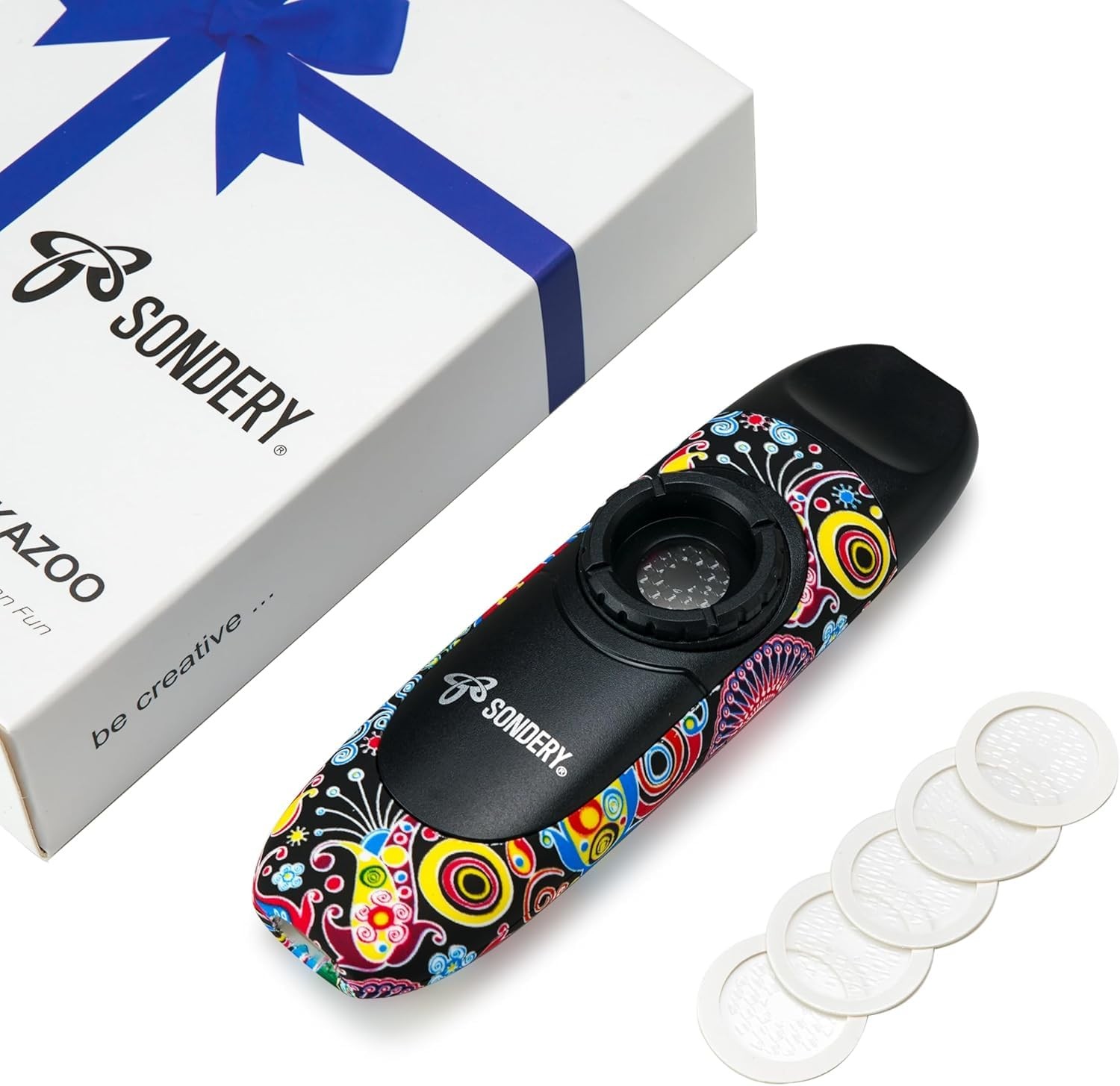 Professional Kazoo Wind Instrument with 5 Membranes, Lanyard and Pouch