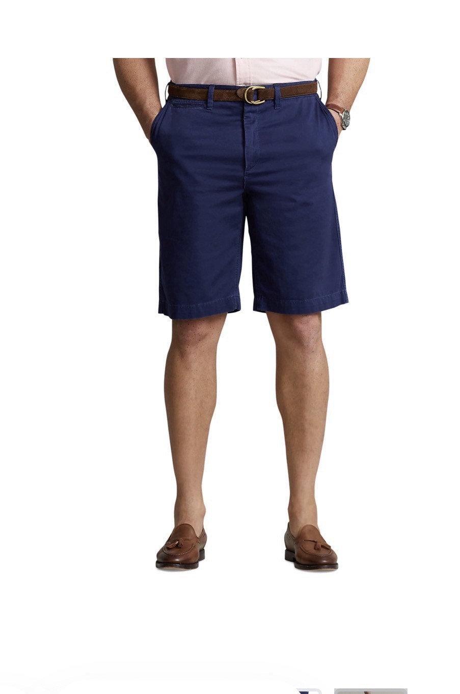 Polo Ralph Lauren Men's Navy Blue Chino Cotton Shorts Button Pockets Logo
