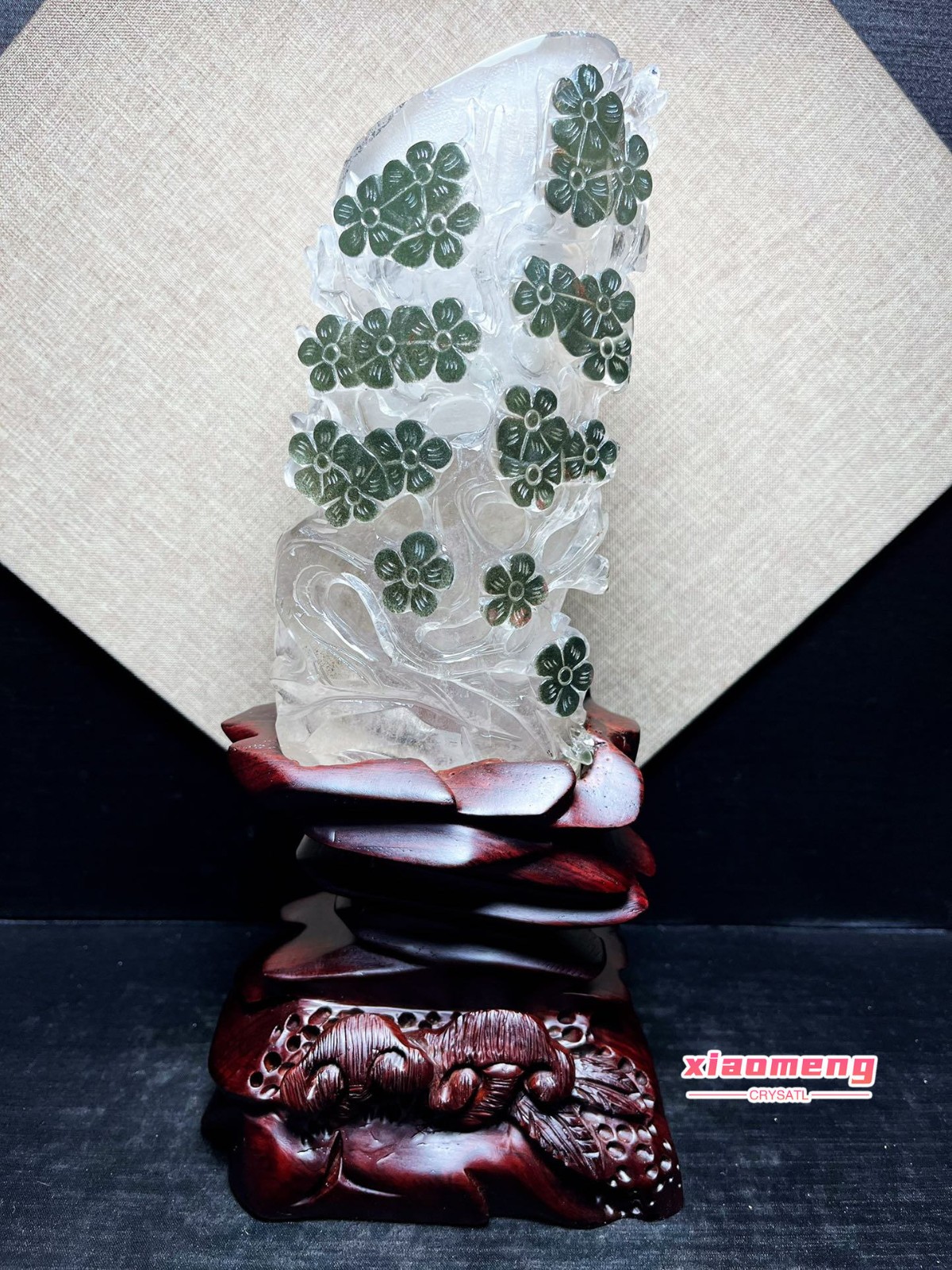 Natural Green Ghost Crystal Handmade Carving Ornament