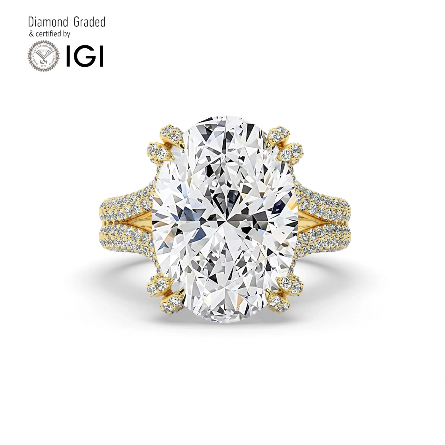 Oval Diamond Engagement Ring 14k Yellow Gold Labgrown 10.10 Ct Solitaire