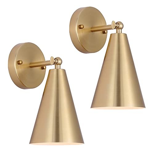  Gold Sconces Set of 2, Modern Brass Wall Sconces Lighting Fixtures Gold-2Pack
