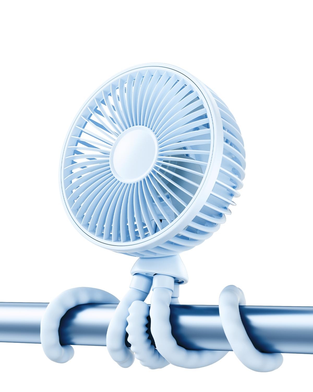 Gaiatop Oscillating Baby Stroller Fan with LED Night Light, 4 Speeds Blue 