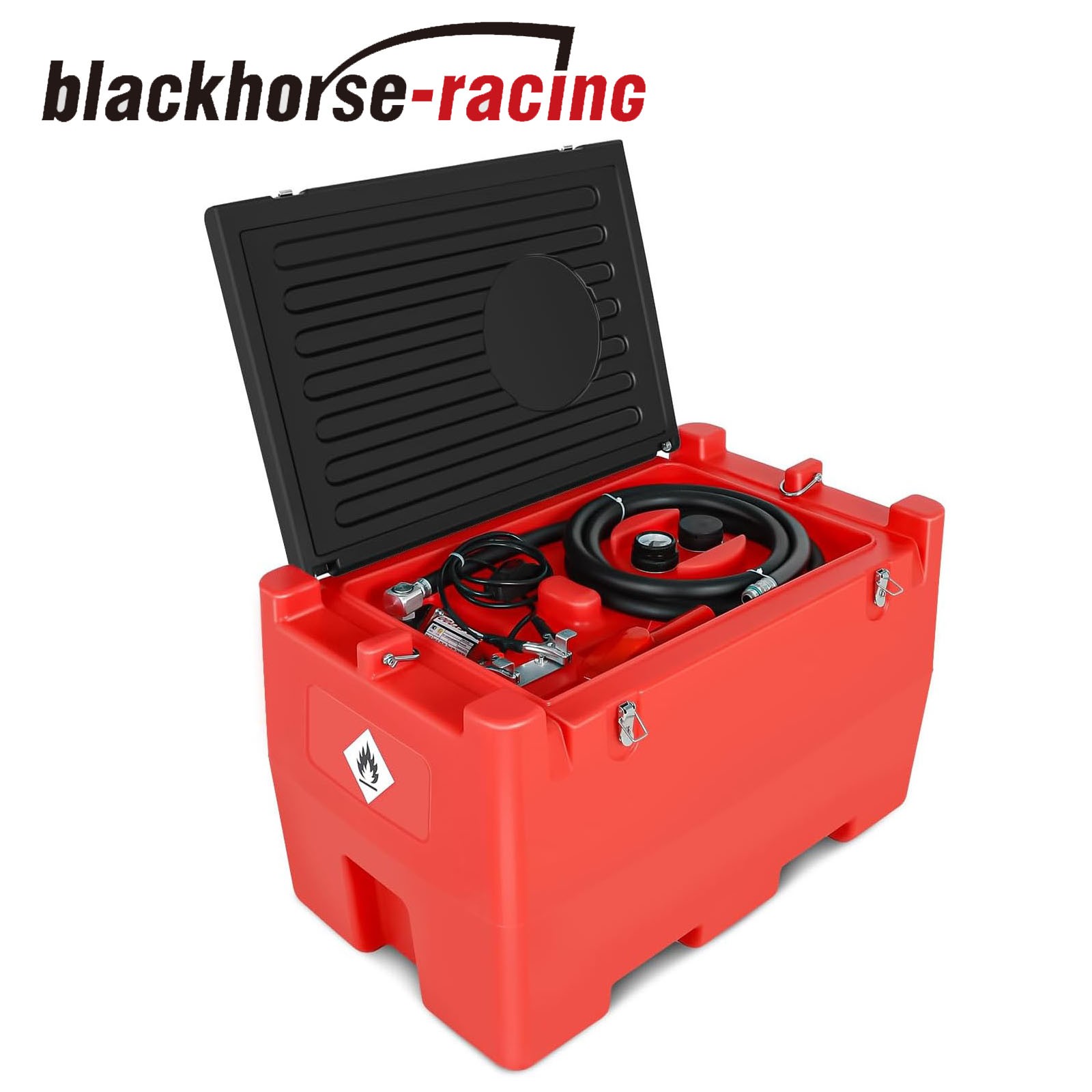 50 Gallon Portable Fuel Tank 12V 8GPM Electric Transfer Pump&Auto Fueling Nozzle