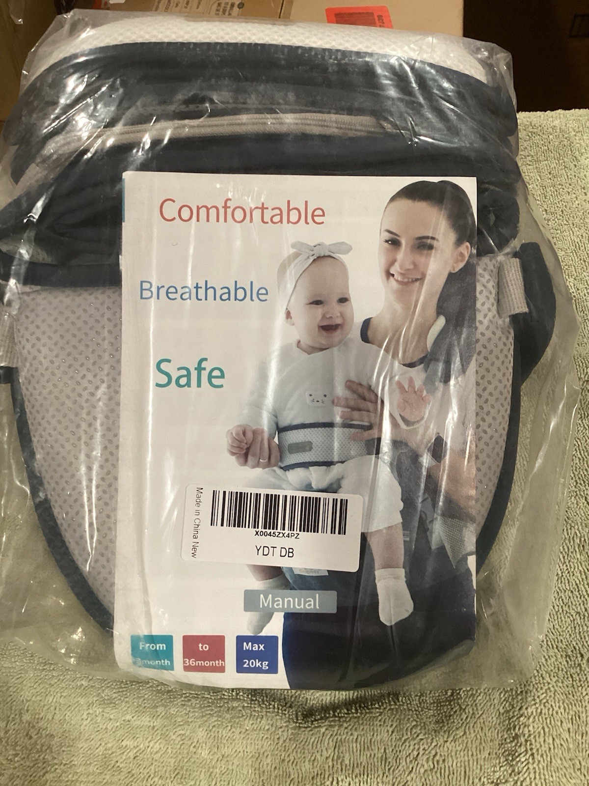 GABESY Baby Hip Seat Carrier/Waist Adjustable Strap Pocket Soft w/Storage - Grey