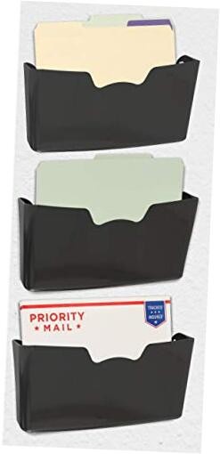  Single Pocket Wall Mount for Hanging File Holders 3 Pack Black