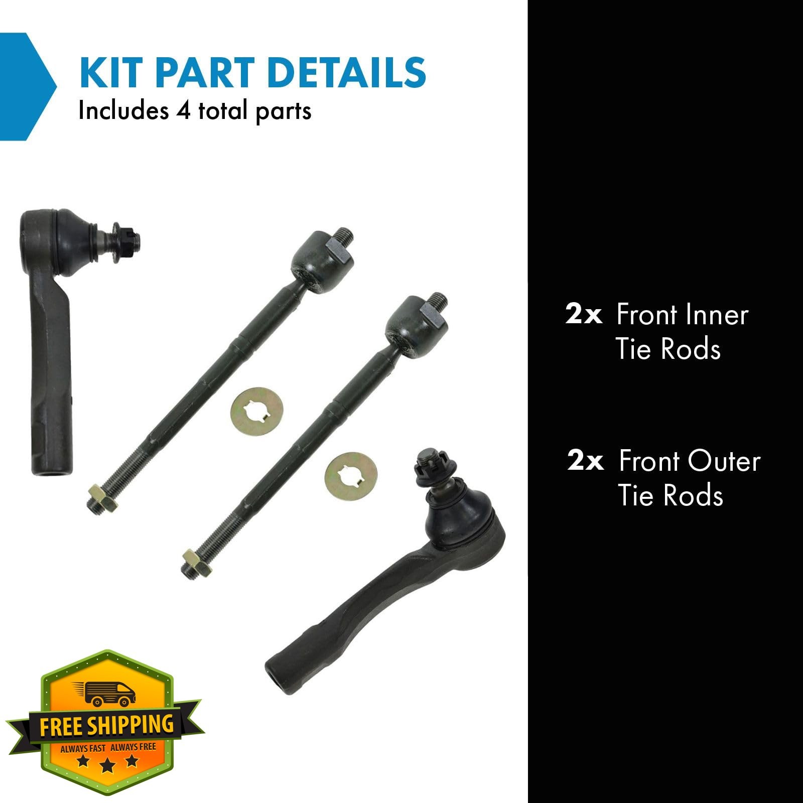 TRQ Tie Rod Set 4pc for Lexus IS300 2001-2005 From 10/01/00
