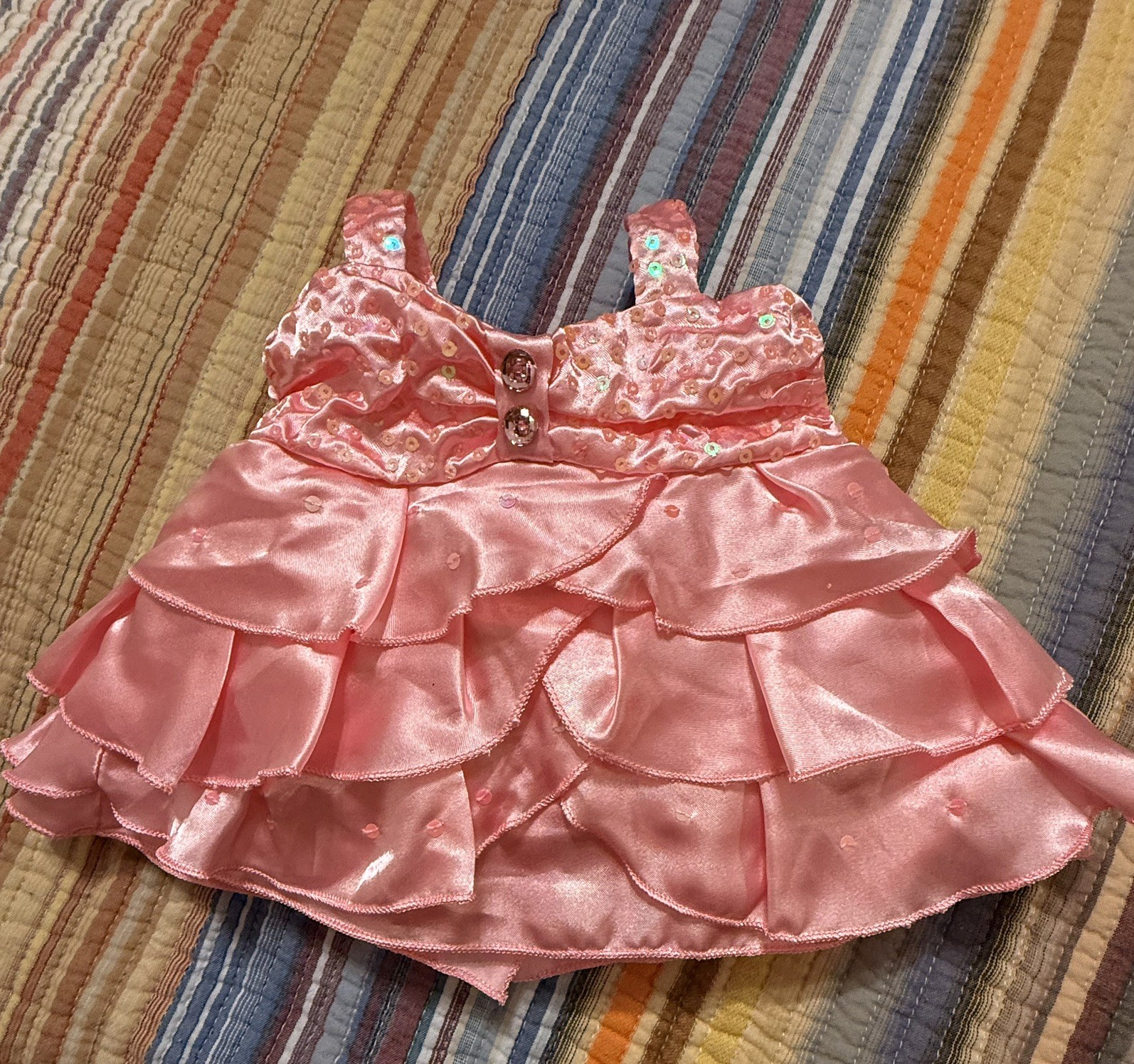 Build A Bear 2011 Satin Pink Princess Diva Dress Gown with Sequins and Gems