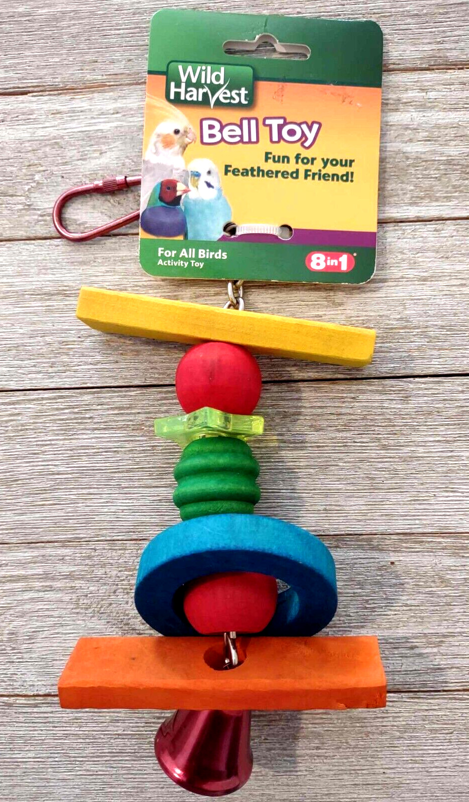 Wild Harvest Bell Toy Bird Cage Hanging Wood & Bell Toy 