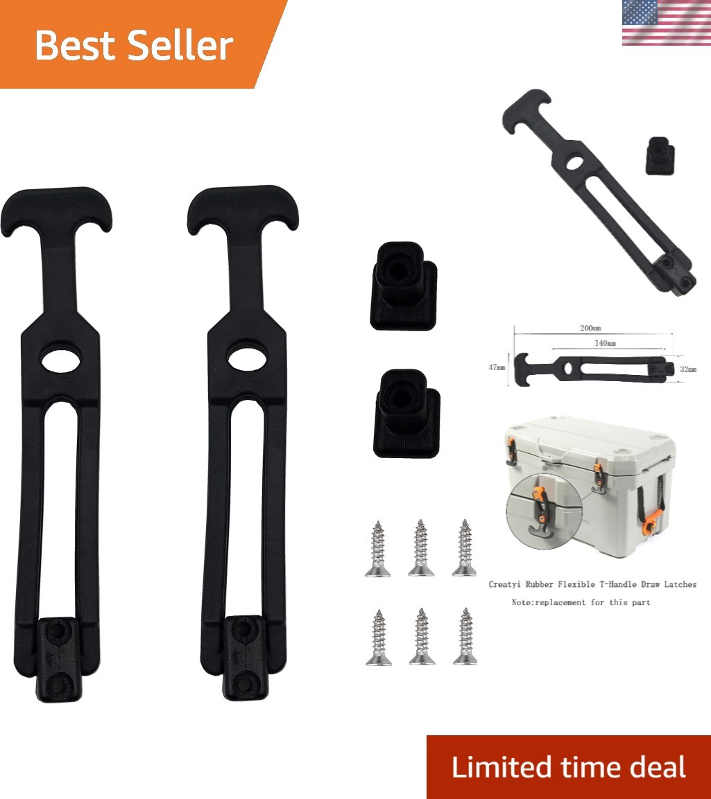 2 PCS Latest Model 8'' Rubber Flexible T-Handle Draw Latches,for Tool Box,Coo...