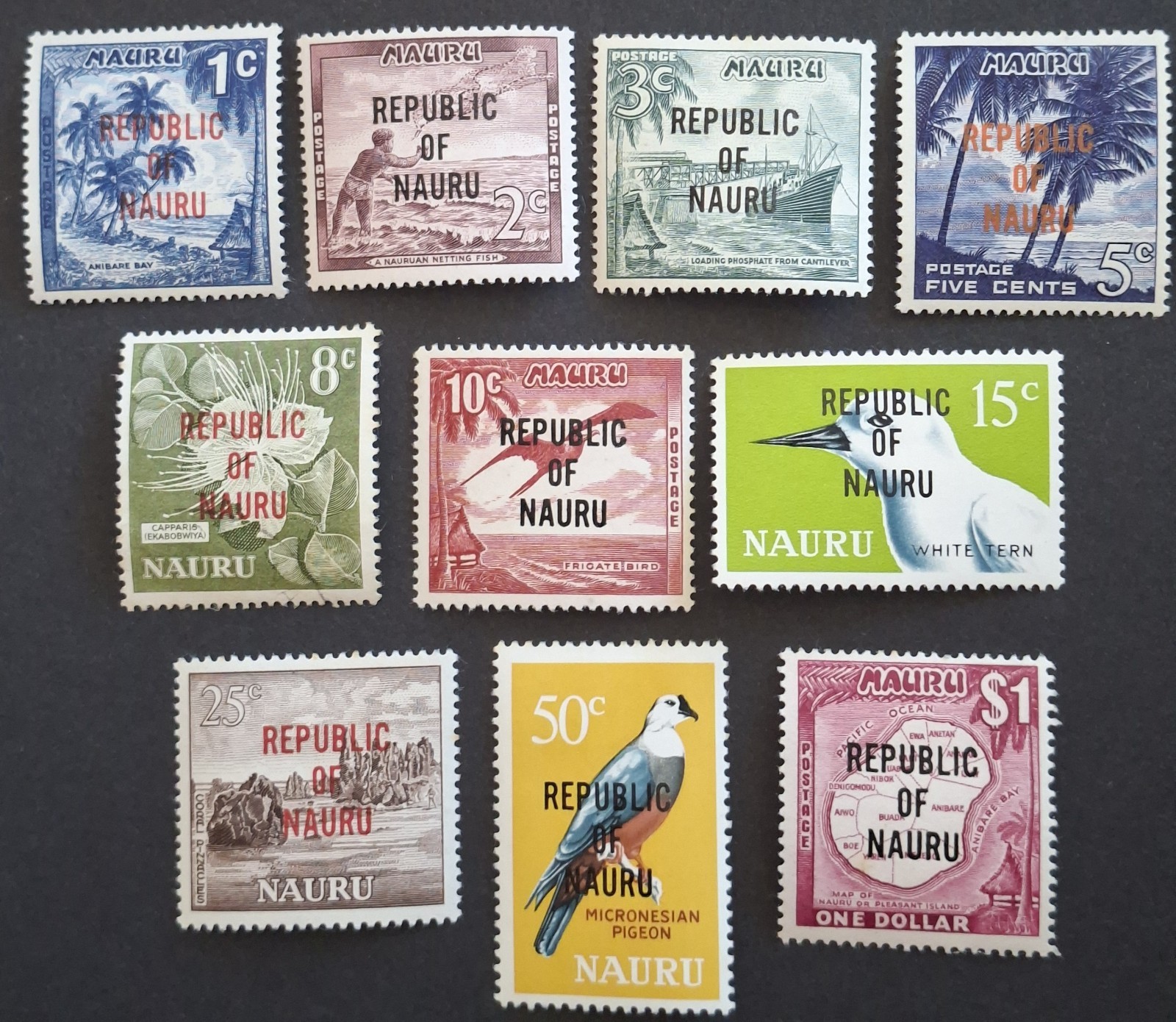 NAURU 1968   MINT HINGED- "LOCAL MOTIVES - REPUBLIC OF NAURU OVERPRINT" PART SET