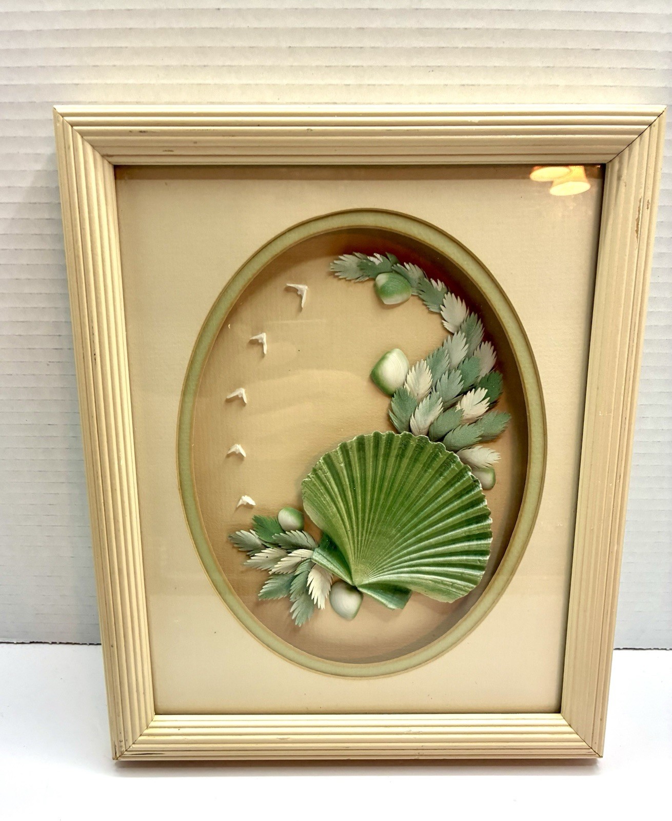 Vintage Seashell & Bird Shadowbox Wall Art Framed Coastal Decor 3D Display 90’s