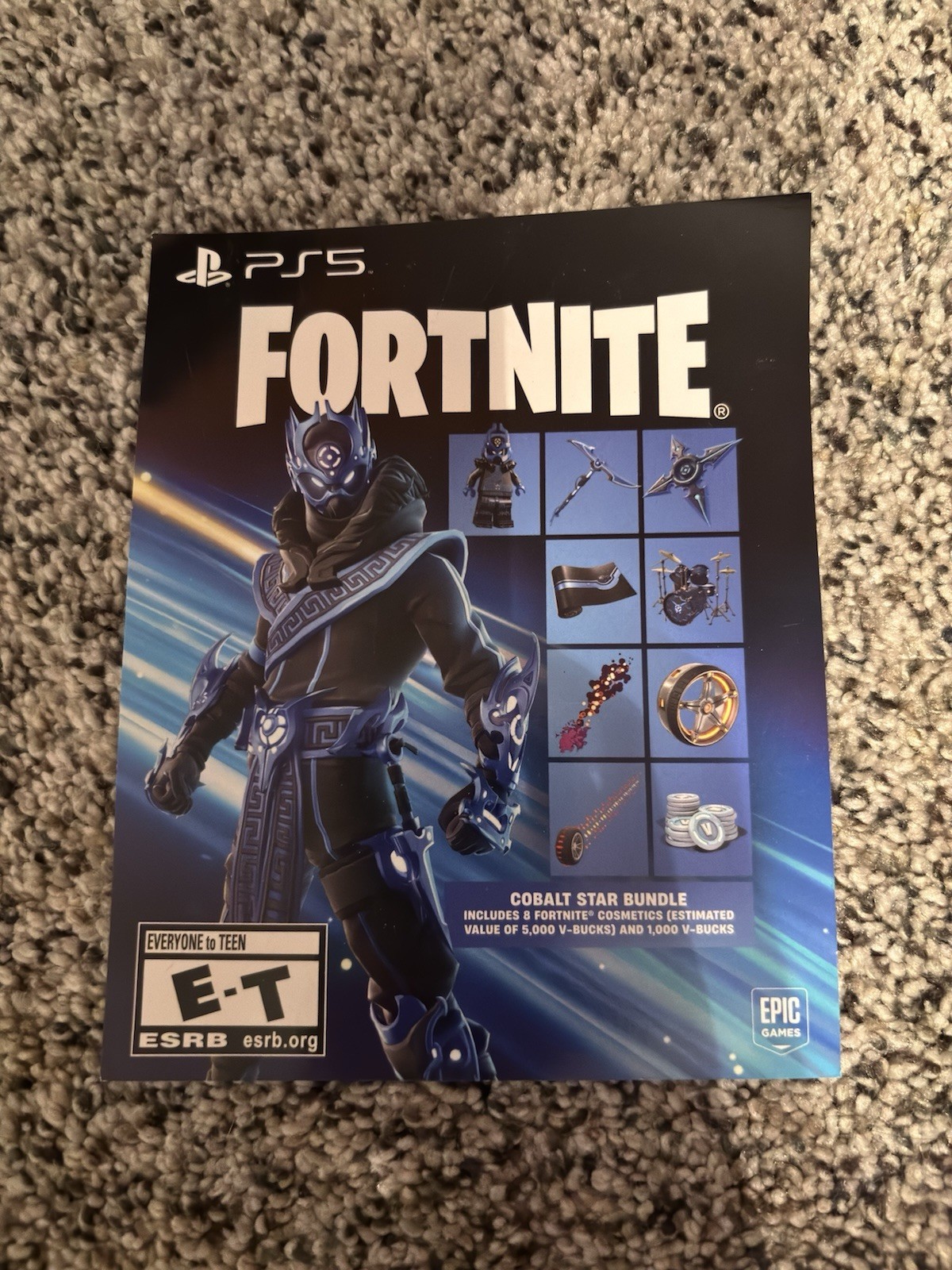 Fortnite Cobalt Star Bundle Code +1000 V Bucks (Unscratched) PS5 NEW!