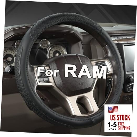  Customized Auto Car Steering Wheel Cover for Dodge RAM 1500 2500 3500, 15.5 