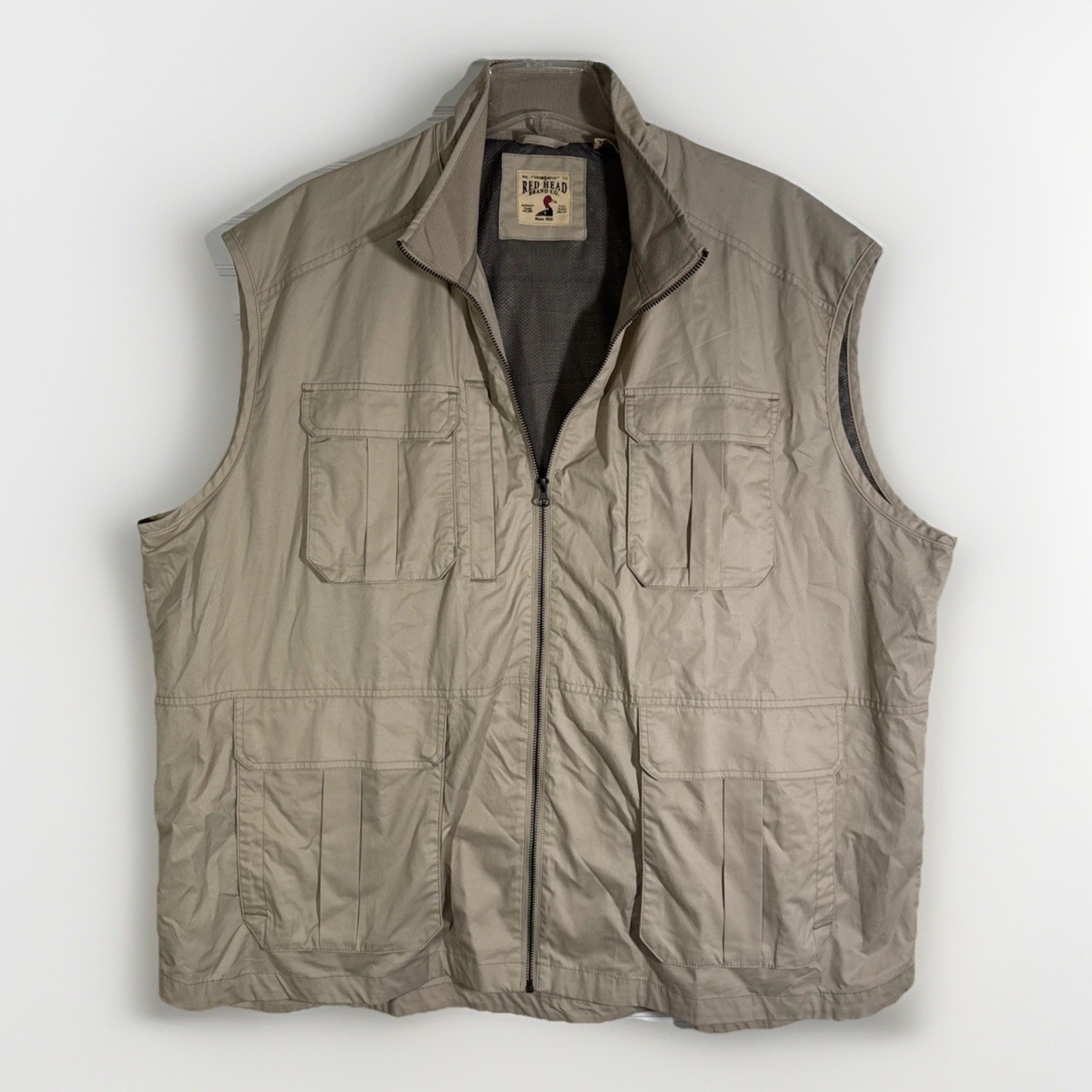 Redhead Brand Co Hunting Vest  - Mens 3XL - Beige Pockets Full Zip