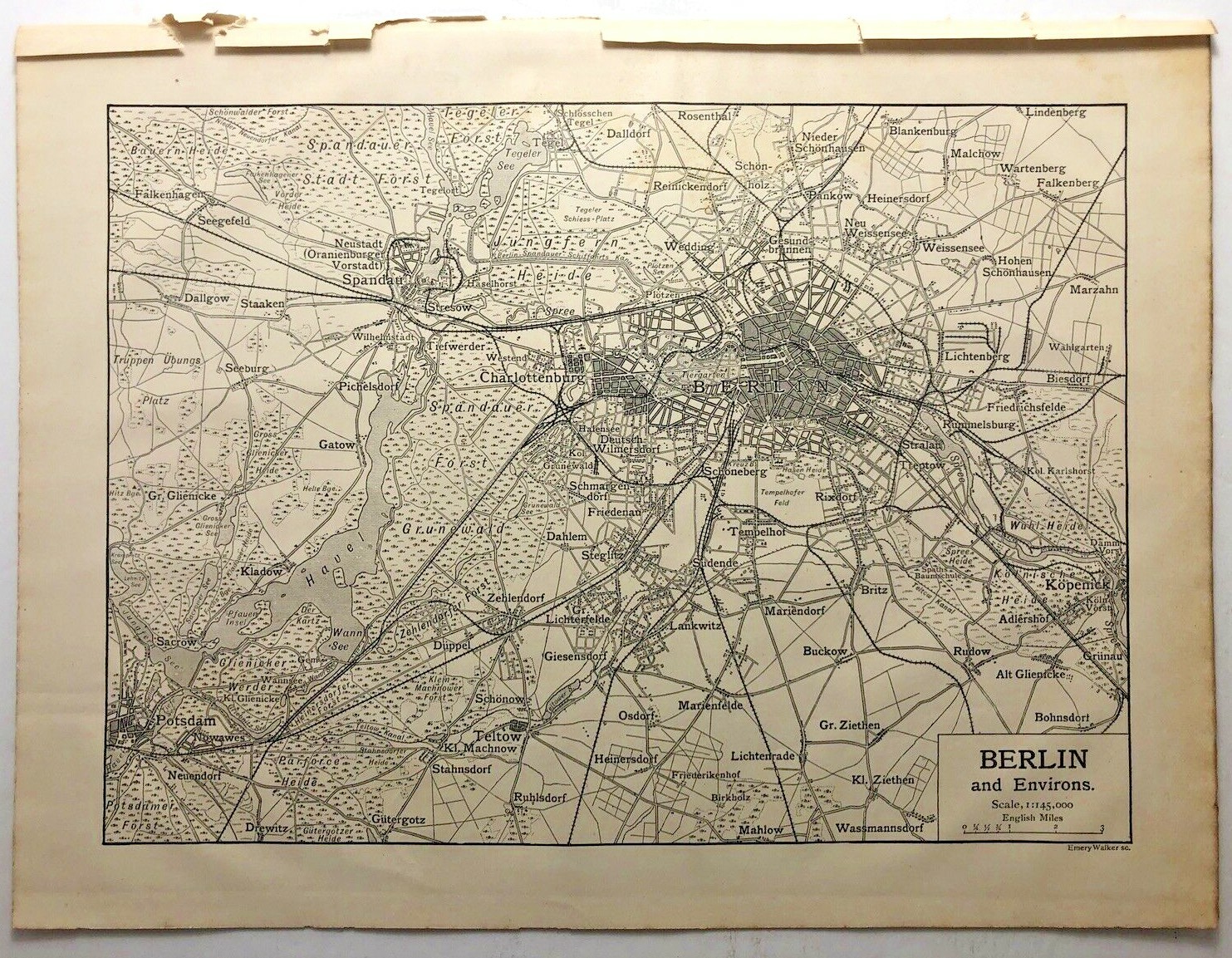 1910 Vintage BERLIN Atlas Map Old Authentic Antique Encyclopedia Britannica