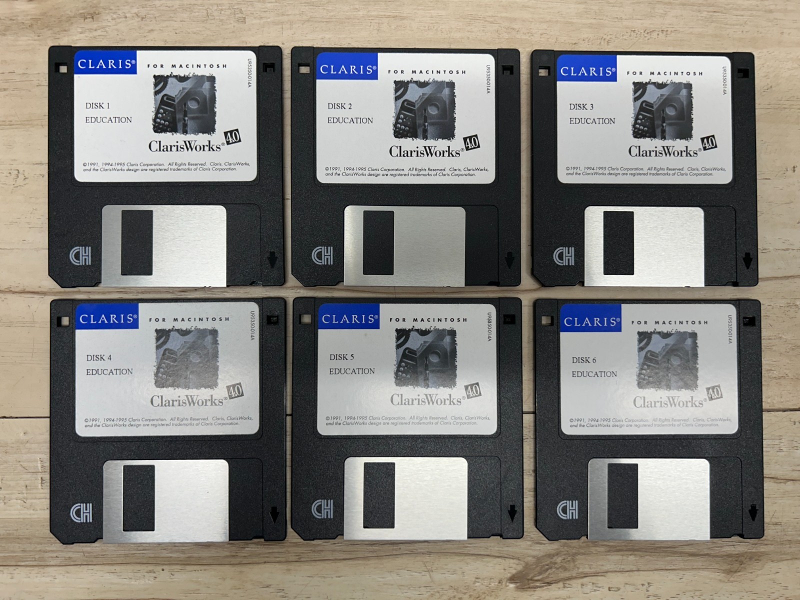 Original 1990s Claris Works Education 4.0 For Macintosh 6 Floppy 3.5" Disc Set