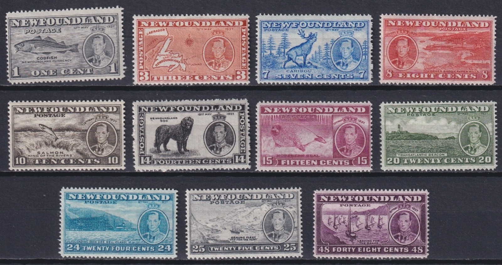 Newfoundland 1937 Michel 221-231 Coronation, King George VI, Fauna MNH**