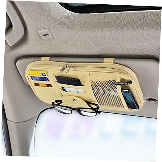  Car Sun Visor Organizer Auto Visor Pocket and Interior Accessories Car Beige