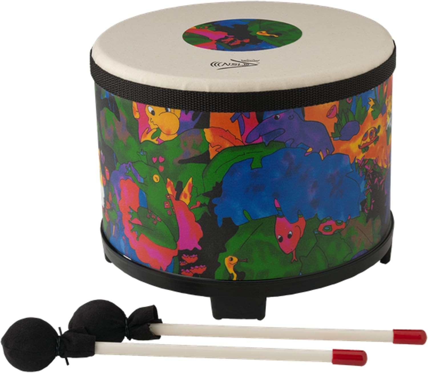 KD-5080-01 Kids Percussion Floor Tom Drum - Fabric Rain Forest, 10"