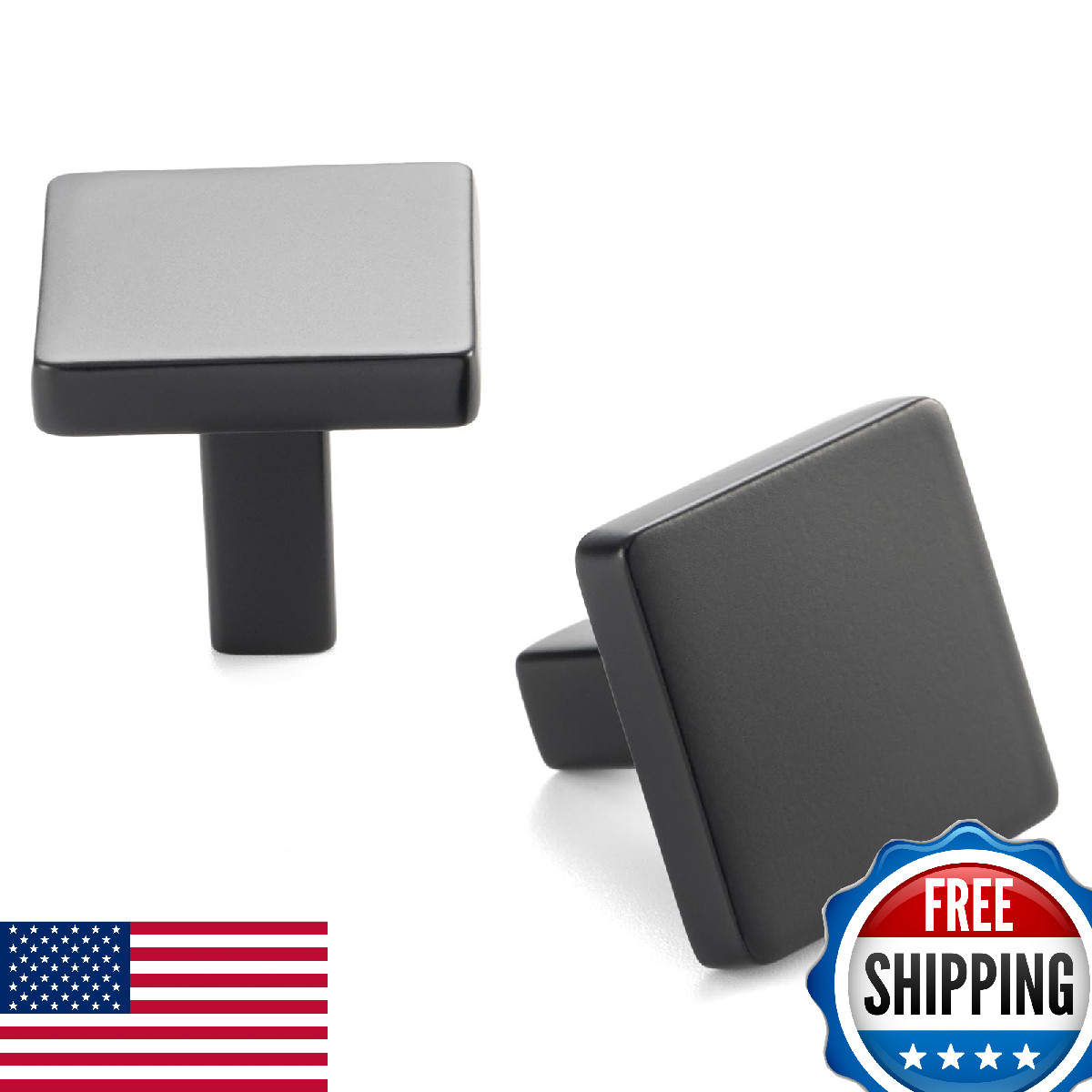 ASKANO 30x Square Matte Black Cabinet Knobs Drawer Pulls - 1-1/8" Metal