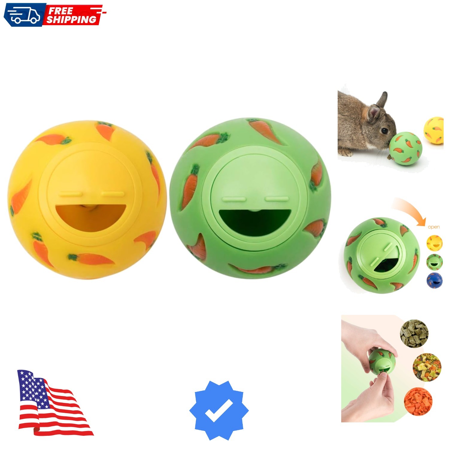 Treat Ball, Snack Ball for Small Animals Small, Yellow & Green
