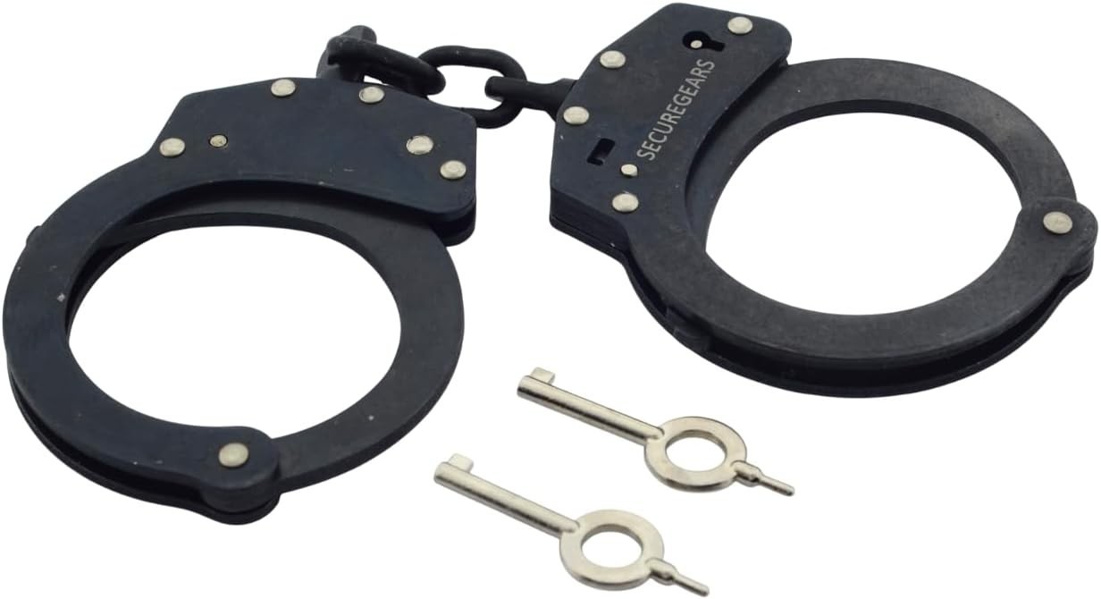 CELUX Double Lock Handcuffs, Heavy Duty Steel, 8.86 Inch Chain Length, 2