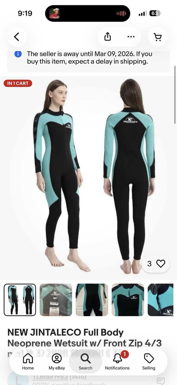 NEW JINTALECO Full Body Neoprene Wetsuit w/ Front Zip 4/3 mm & 3/2mm Women's XL