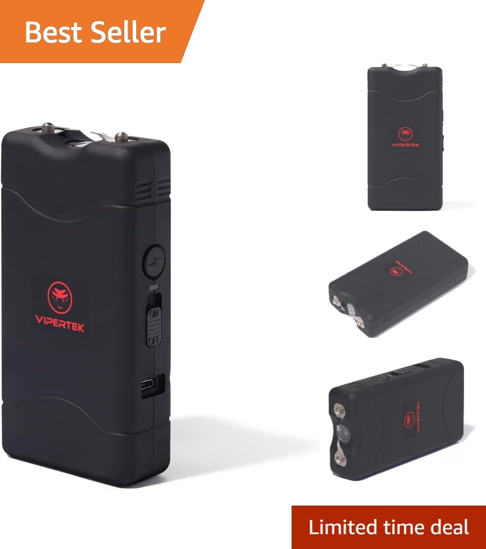 Essential Black Mini Stun Gun with LED and Lifetime  for Self Defense