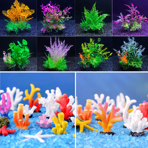 Artificial Resin Coral Reef Aquarium Ornaments Landscaping Fish Tank Decor Home⇖